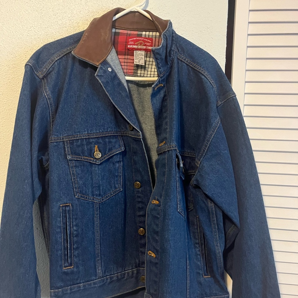 Marlboro Blue Denim Jacket with Brown Collar